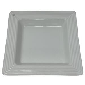 Nora Fleming Pinstripe Napkin Holder Candy Dish White Stoneware 8.25” Square